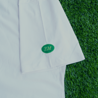 'Green' Embroidered Heavyweight White Tee