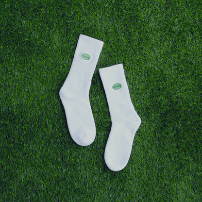 'Green' Embroidered White socks