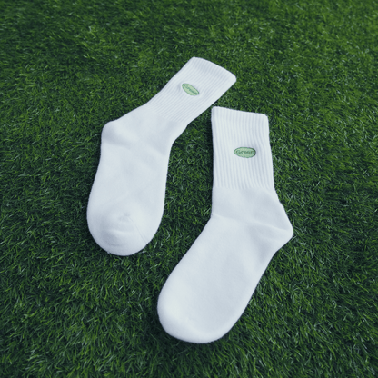 'Green' Embroidered White socks